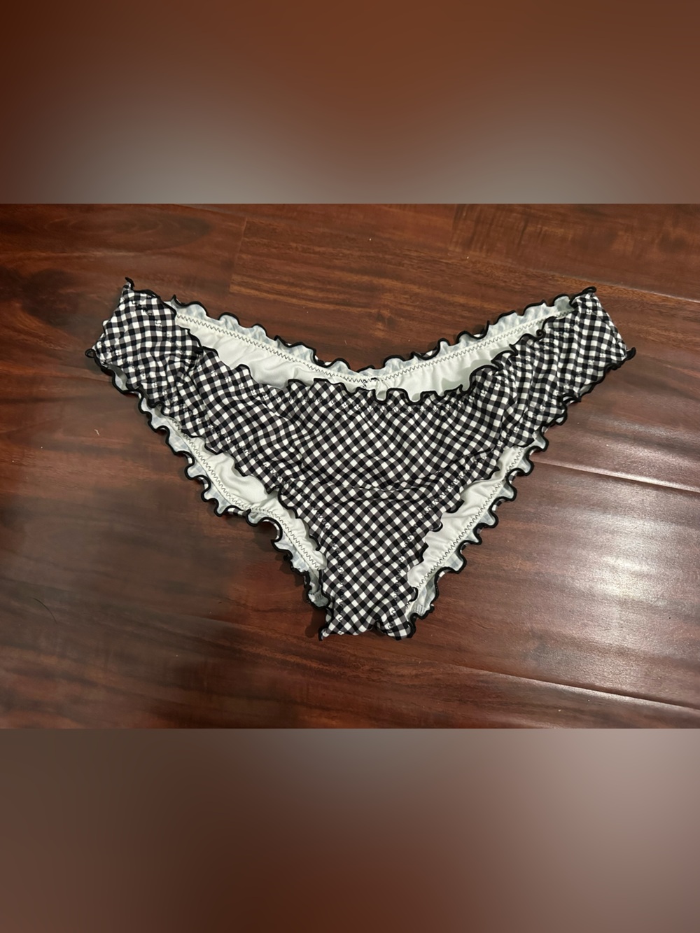 Coco Rave Black & White Gingham Ruffle Bikini Bottoms